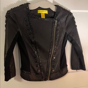 Catherine Maladrino black leather coat. Zero.